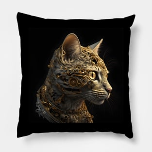 Gold Robot Cat Pillow