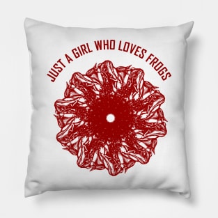 Just a Girl who Loves Frogs (red) Pillow