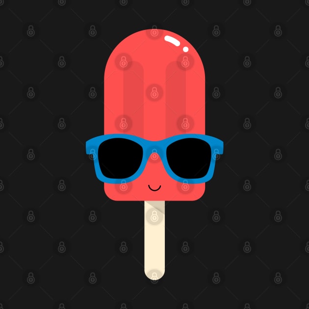 Red Ice Pop Wearing Blue Sunglasses by designminds1