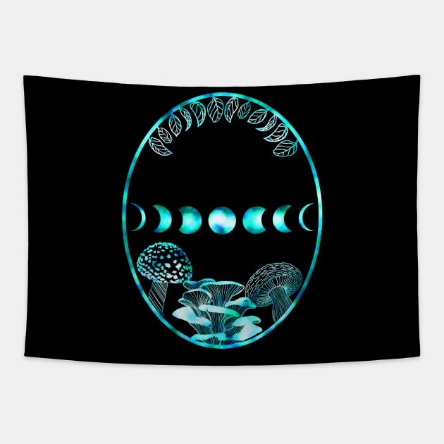 Cottagecore Goblincore Mushrooms Moon Alt Aesthetic Witchy Vibes Green Witch Tapestry by GraviTeeGraphics