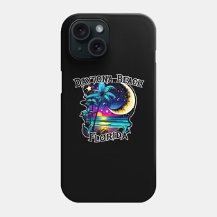 Daytona Beach Florida FL Moon Sunset Beach Ocean Palm Tree Phone Case