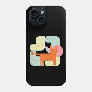 Cat with geometric and colorful shapes Phone Case