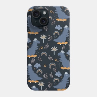 Cute Skateboarding Kids Dino Vector Design Phone Case