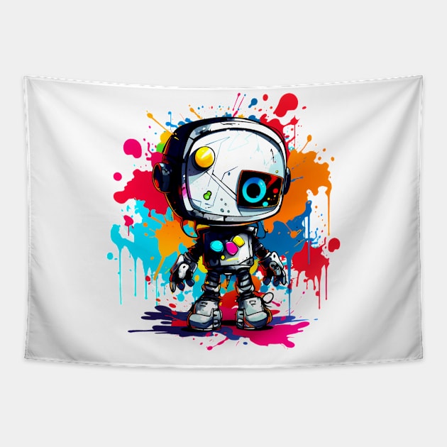 Cute cartoon Robot. Funny cyborg. Tapestry by AndreKENO