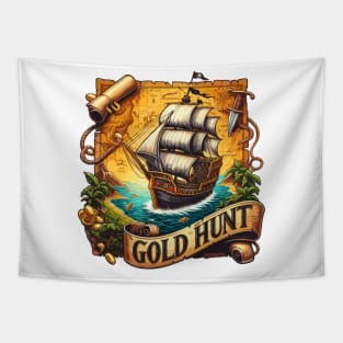 Pirate Ship, Gold Hunt Tapestry