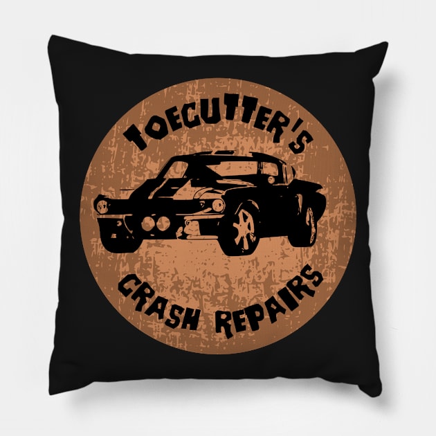 Toecutter's Crash Repairs Pillow by valsymot