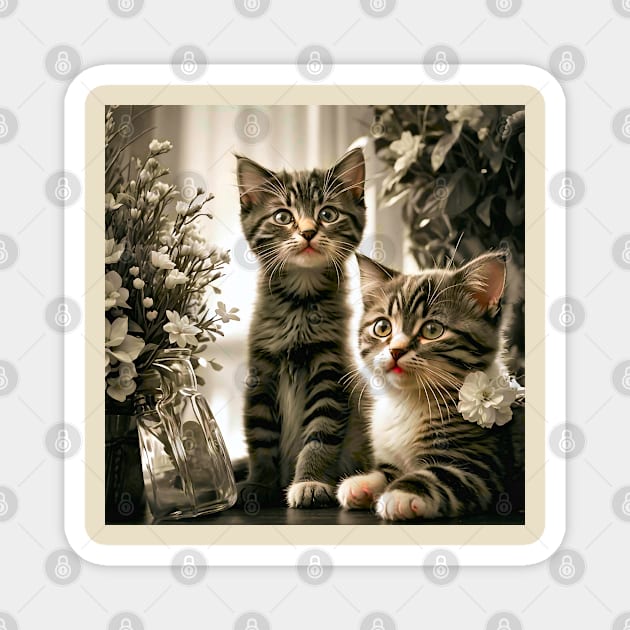 Cat Lovers Cute Kittens Magnet by PlanetMonkey