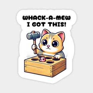 Classic Whack-A-Mew Kitten Toy Hammer Game Cute Cat Humor Magnet