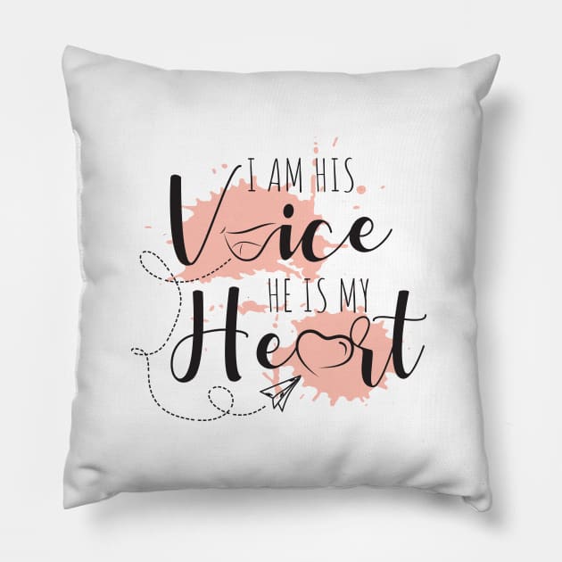 'I Am His Voice, He Is My Heart' Autism Awareness Shirt Pillow by ourwackyhome