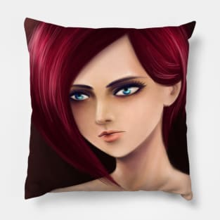 Portrait of Pink Hair Girl Pillow