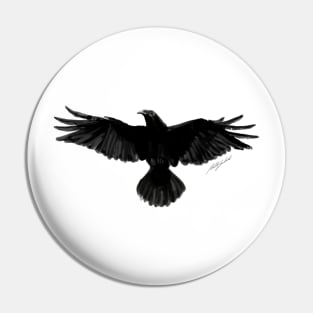 Handpainted Crow Pin
