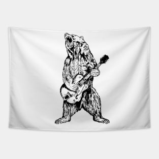 Cute Bear Playing Guitar Tapestry