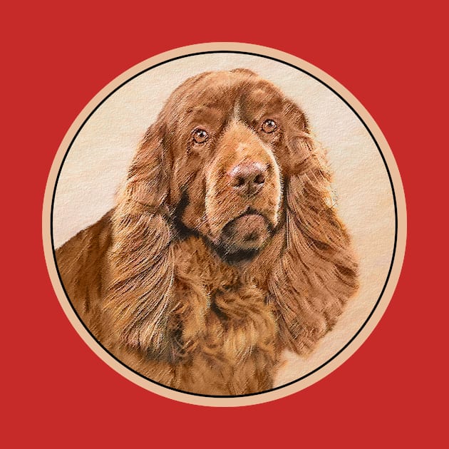 Sussex Spaniel Painting - Cute Original Dog Art by Alpen Designs