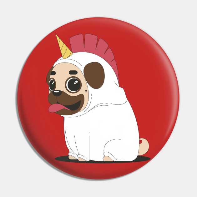 Unicorn Chicken Pug Pin by Printaha