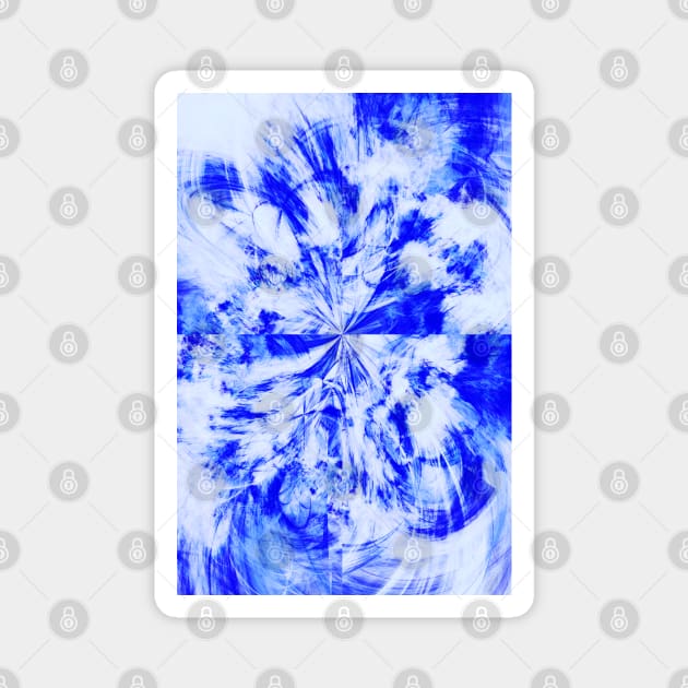 Blue and White Tie Dye Splash Abstract Artwork Magnet by love-fi