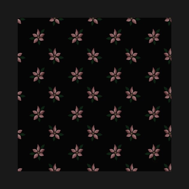 Elegant Pink Winter Flower Black Pattern by NdesignTrend