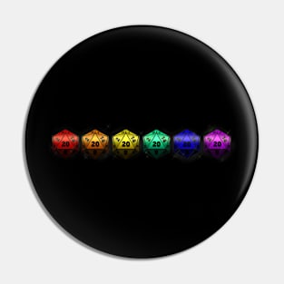 Rainbow D20 Dice Pin