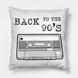 BACK TO THE 90s /black lineart version Cassette Tape Vintage Music Pillow