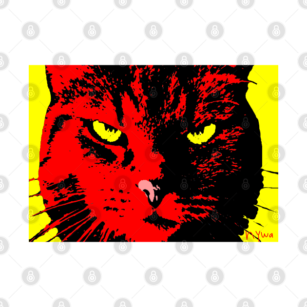 ANGRY CAT POP ART - RED YELLOW BLACK by NYWA-ART-PROJECT