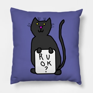 Black Cat Wants to Know Animals R U OK Pillow