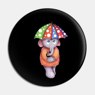 Elephant with umbrella Pin