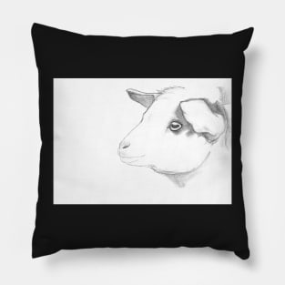 Goat pencil drawing greeting card by Nicole Janes Pillow