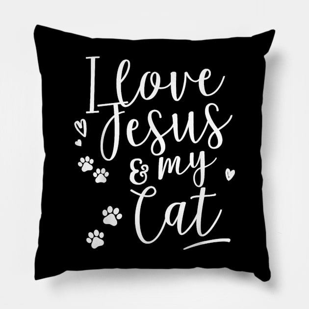 Funny Religous I Love Jesus And My Cat Pillow by Peter Smith