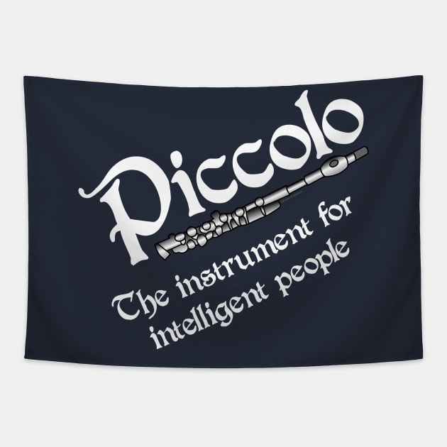 Intelligent Piccolo White Text Tapestry by Barthol Graphics