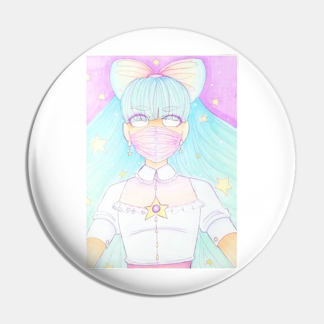 Pastel Girl and Stars Pin by LaurenPatrick