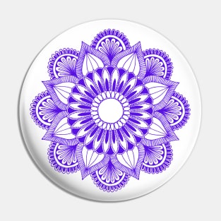 Flower Mandala (indigo on white) Pin