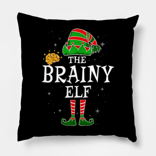 The Brainy Elf Group Matching Family Christmas Smart Funny Pillow by marchizano