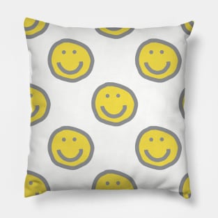 Illuminating Yellow Round Happy Face with Smile Pattern Pillow