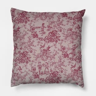 Toile de Jouy - red Pillow