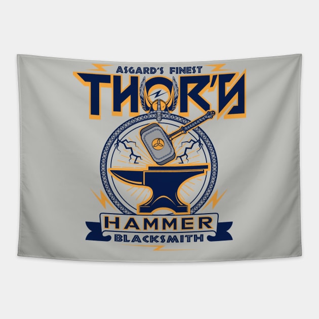 Thor's Blacksmith Tapestry by Alema Art