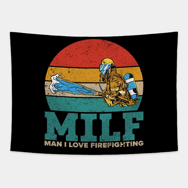 Funny Milf Firefighter Vintage MILF Man I Love Firefighting Tapestry by Alex21