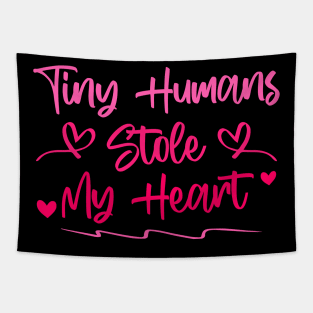 Tiny Humans Stole My Heart - Couples Matching Design Valentine's Day Tapestry