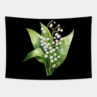 Lily of the valley, lily design, flowers, floral art, watercolor illustration of lily of the vally, poisonous plant, may, birth flower Tapestry