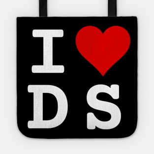 I Love DS | Stylized Abbreviation Heart Logo White Tote