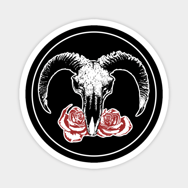 lamb skull and rose Magnet by TOTEM clothing