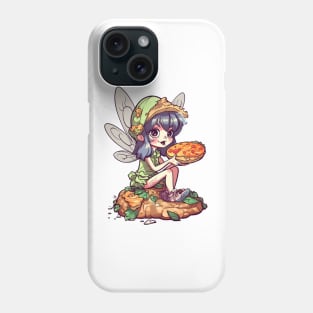 Kawaii Fairy & Pizza Funny Food Retro Japonese Anime Phone Case