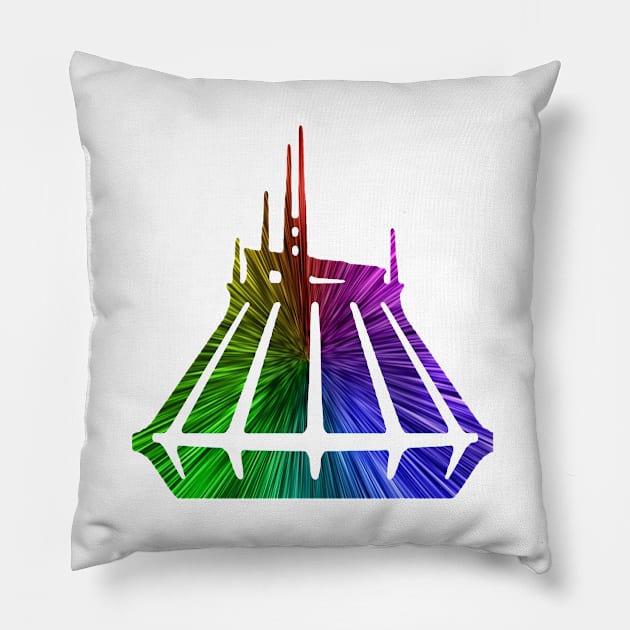 Neon Space Mountain Pillow by magicmirror