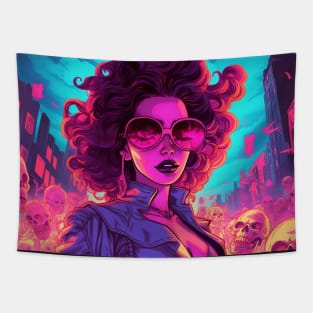 Synthwave Day Of The Dead Tapestry
