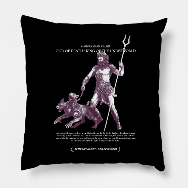 Hades, God of Death, King of The Underworld Mono - Greek Myth #006 Pillow by Holy Rebellions