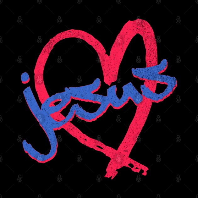 I Love Jesus Vintage 80's & 90's Red and Blue by Family journey with God