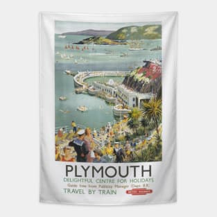 Plymouth, Devon - BR - Vintage Railway Travel Poster - 1950s Tapestry