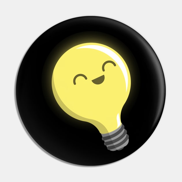 Watt Watt! - Happy Lightbulb Pin by deancoledesign