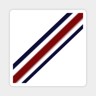 Hand-Drawn Retro Navy & Red Diagonal Stripe Pattern On White Magnet