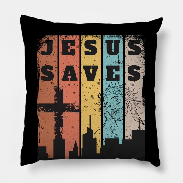 Jesus Saves Pillow by Grace Debussy