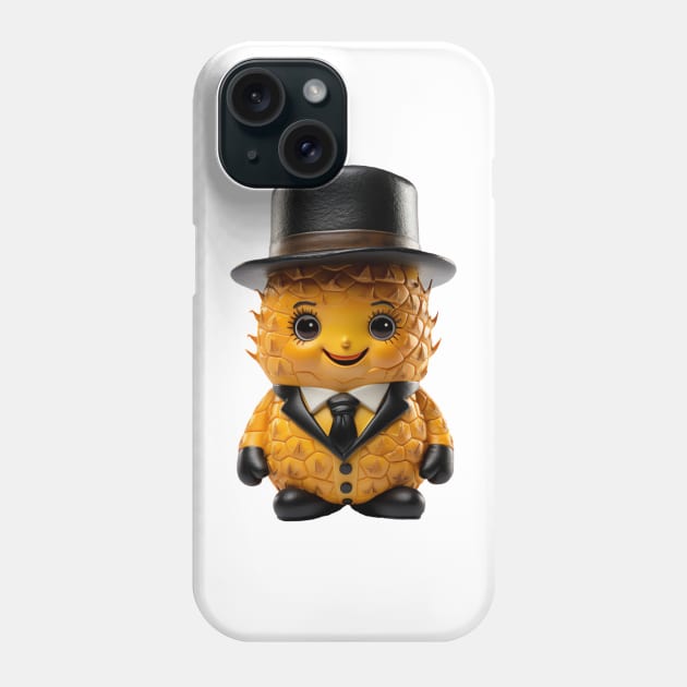 Cute Kawaii Office Pineapple with Top Hat Phone Case by Cuteopia Gallery