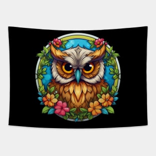 Owl Floral Flowers Tapestry